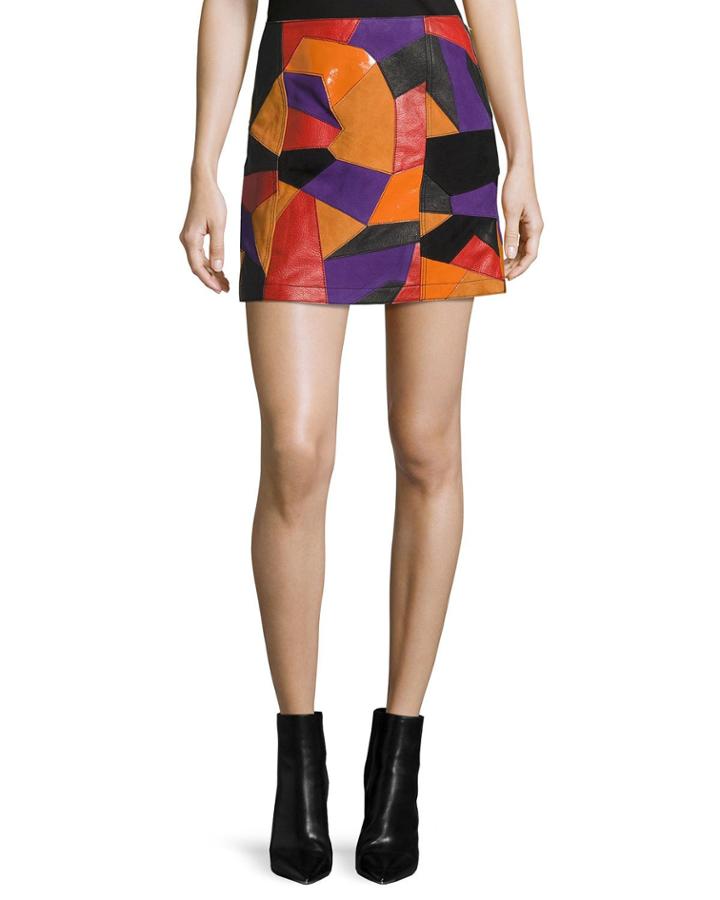 Patch-cut Colorblocked Leather