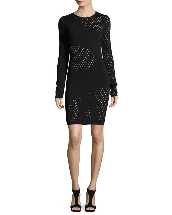Long-sleeve Mesh-inset Dress