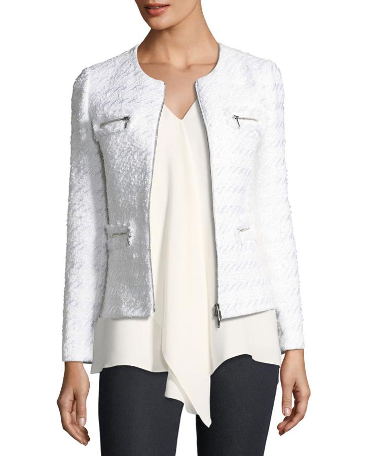Emelyn Zip-front Tweed Jacket