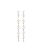 Silvertone Pearl & Cz Crystal Dangle Earrings