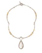 Erato Curved Bar Collar Necklace W/ Labradorite Doublet Pendant
