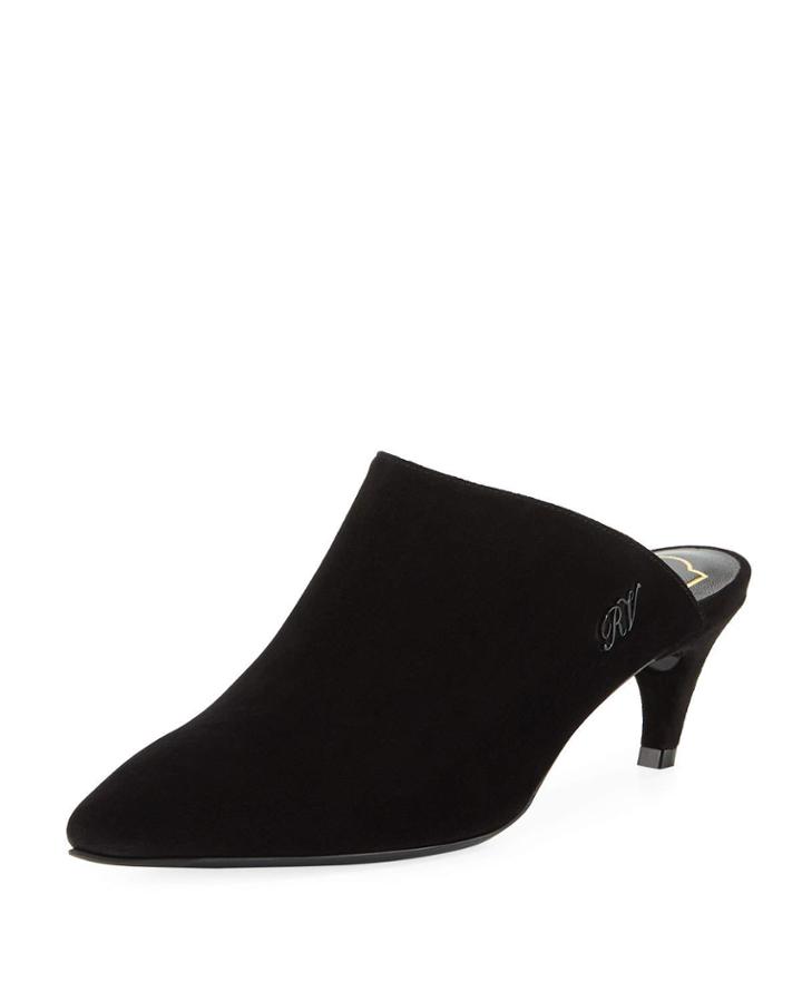 Choc Real Calfskin Suede Kitten-heel