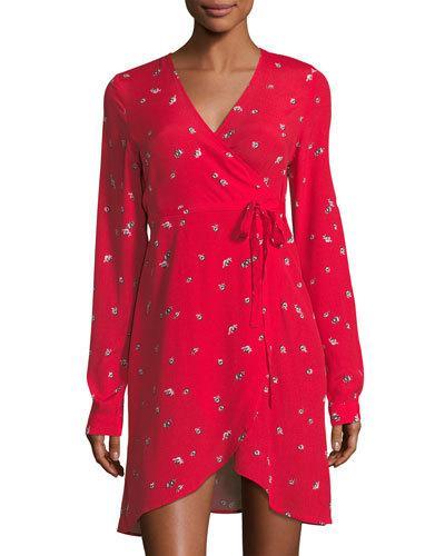 Thorn Rose-print Wrap Dress