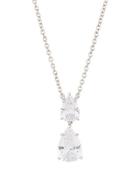 Double Pear-drop Cz Crystal Pendant Necklace, White