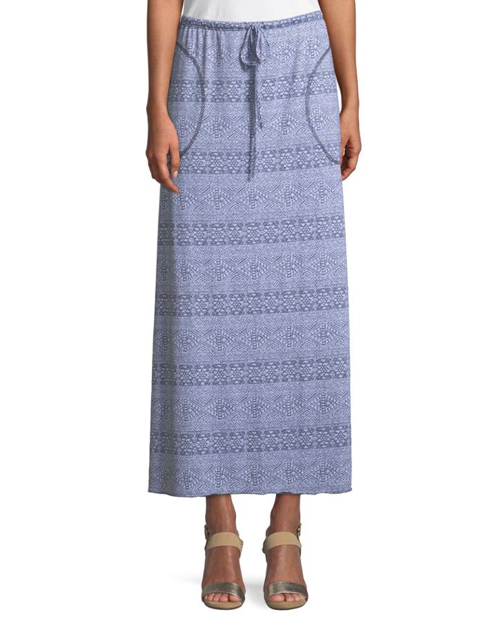 Ikat-striped Maxi Skirt With Pockets
