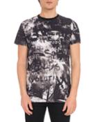 Men's Crewneck Short-sleeve Graffiti-print Cotton T-shirt