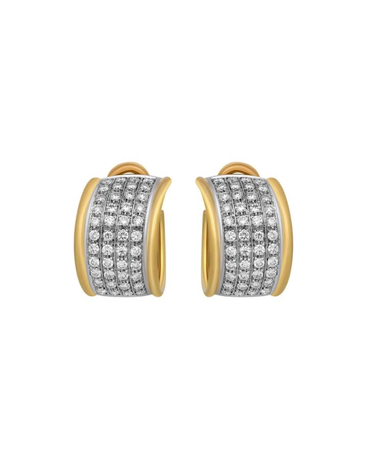 Estate Leo Pizzo 18k Two-tone Diamond Pave Huggie Earrings,