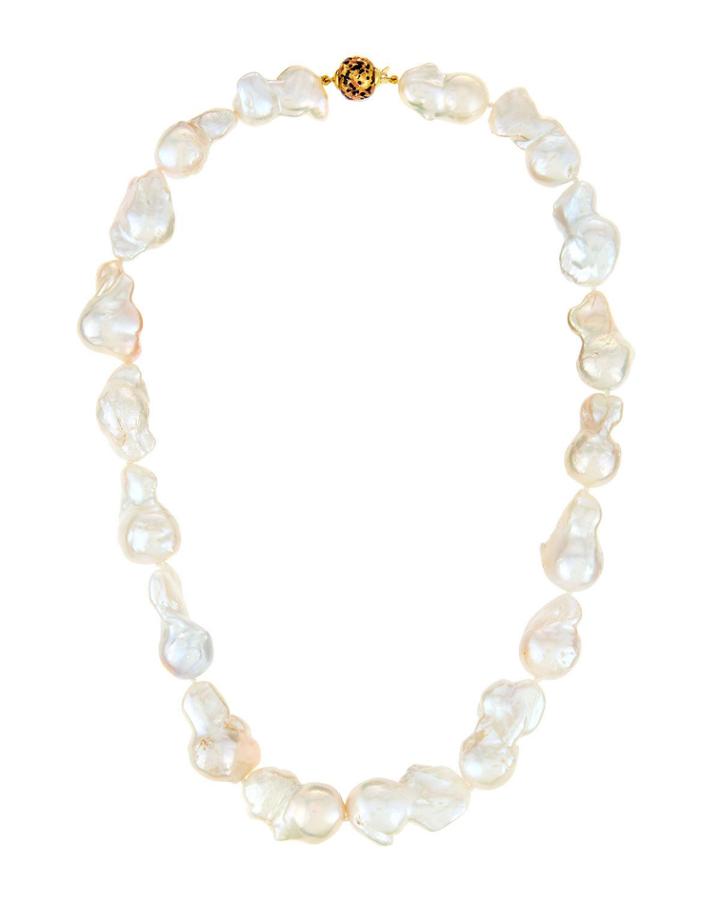 White Baroque Pearl Murano Necklace