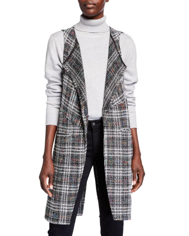 Plaid Tweed Wrap Vest