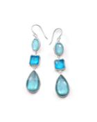 Wonderland 3-stone Linear Earrings In Blue