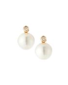 14k Small Diamond & Pearl Earrings