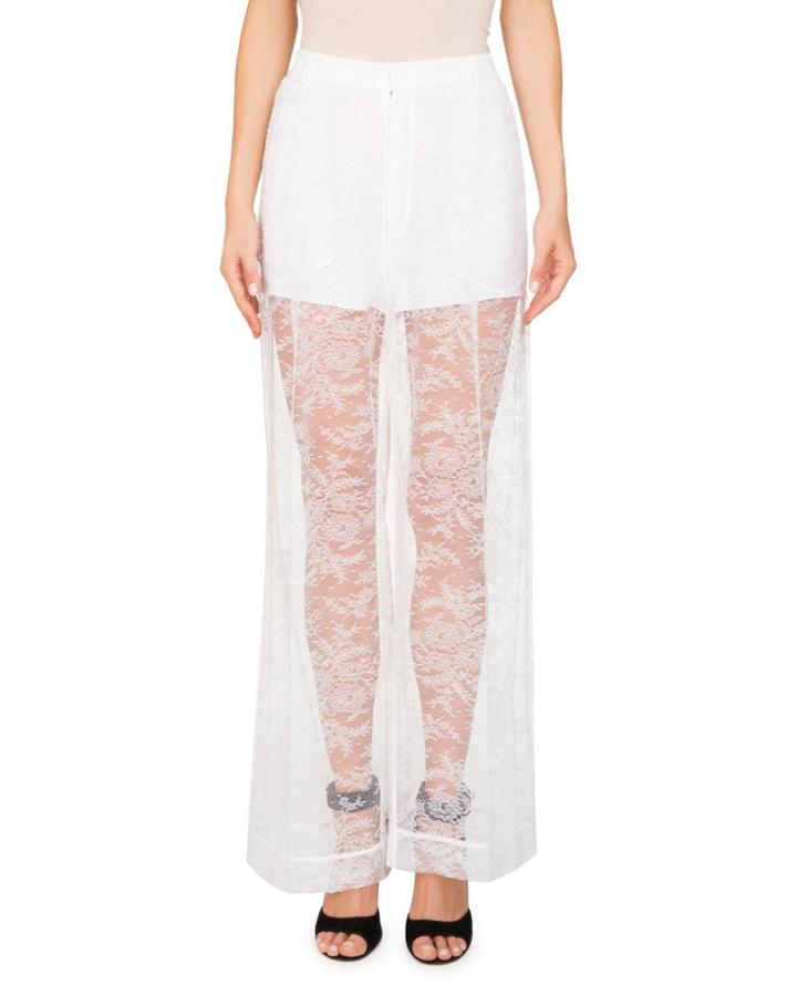 Floral-lace Wide-leg Pants W/