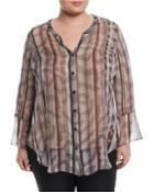 Drifting Tide Silk Button-front Blouse,