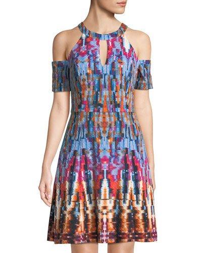 Cold-shoulder Fit-&-flare Dress