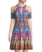 Cold-shoulder Fit-&-flare Dress