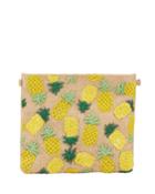 Pineapple Beaded Zip-top Clutch Bag