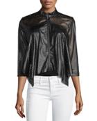 Perforated Faux-leather Jacket, Black