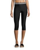 Elastic Band Capri Performance Leggings, Black