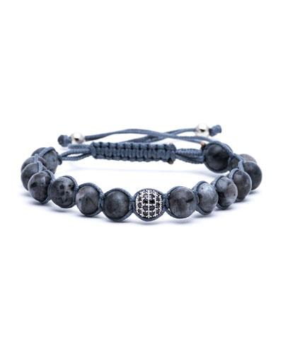 Men's Lux Beaded Cord Bracelet, Anthracite