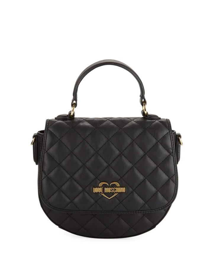 Quilted Faux-leather Top-handle Bag