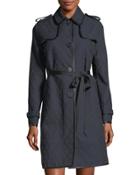 Button-front Self-tie Trench Coat