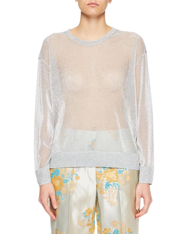 Jewel Metallic Knit Crewneck