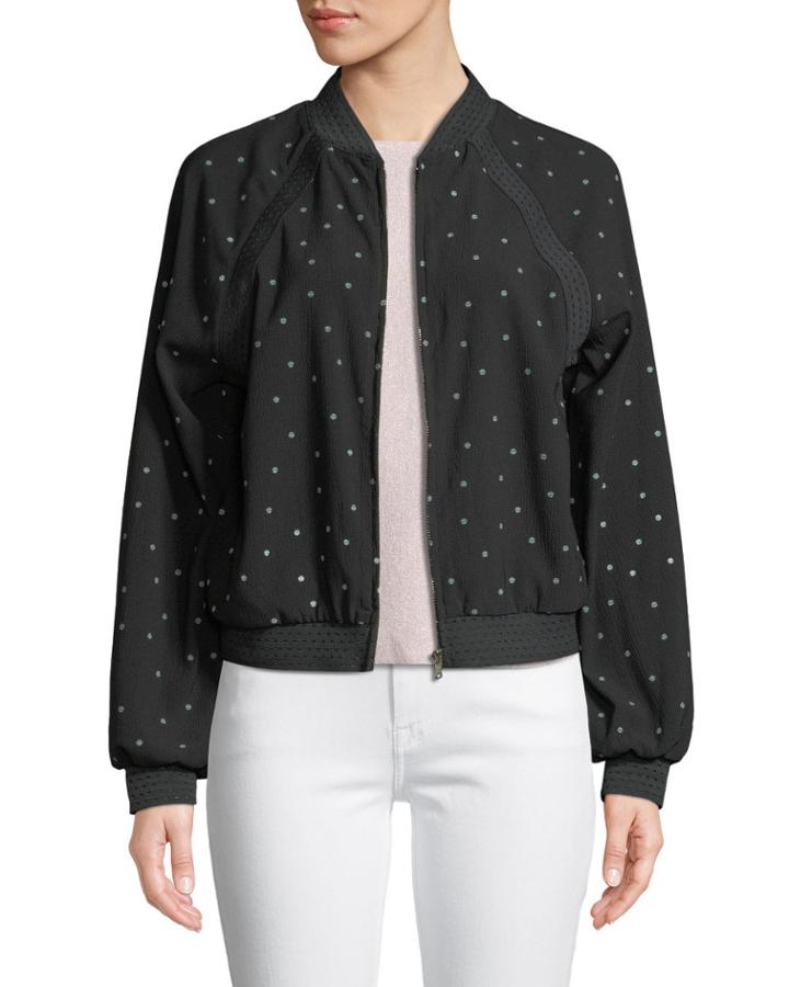 Mr. Polka Dot Zip-front Bomber Jacket