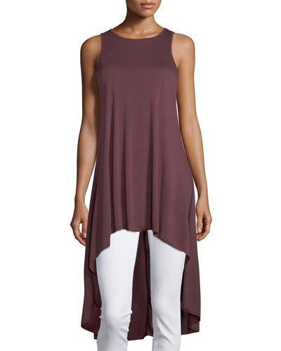 Sleeveless Jewel-neck High-low Tunic