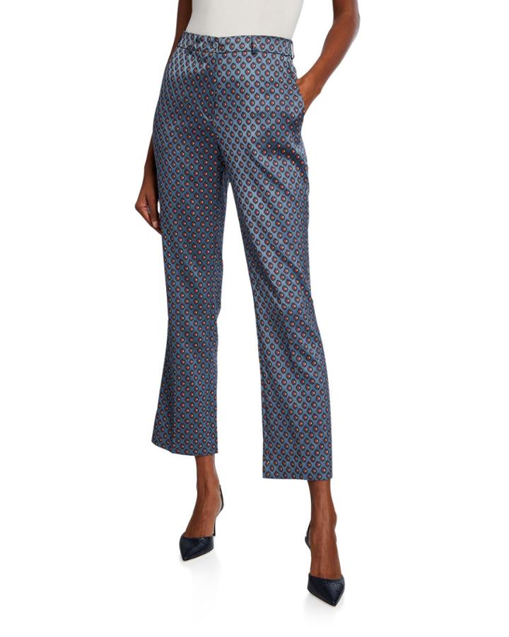 Geometric Jacquard Crop Trousers