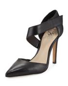 Carlotte Pointed-toe Leather Pump, Black