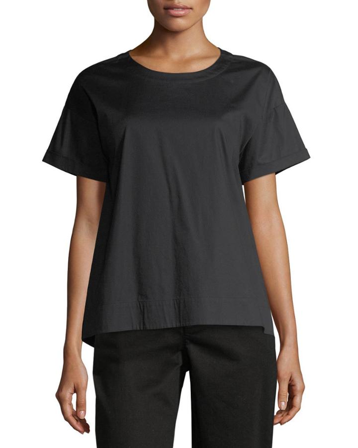 Boxy Round-neck Stretch-cotton