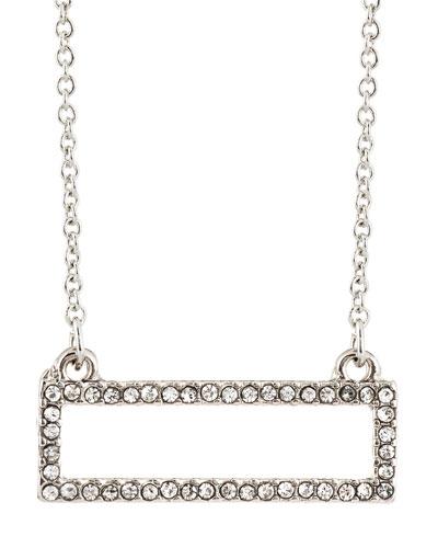 Pave Crystal Rectangle Pendant Necklace,