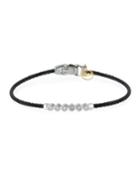 Cable & 6-diamond Bezel Bracelet, Black