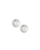 14k Pearl Round Stud Earrings,