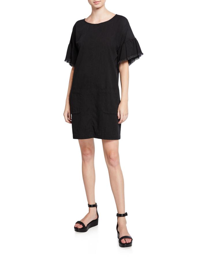 Ruffle-sleeve Drop Dress