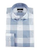 Enlarged-check Slim-fit Dress Shirt, Blue/white