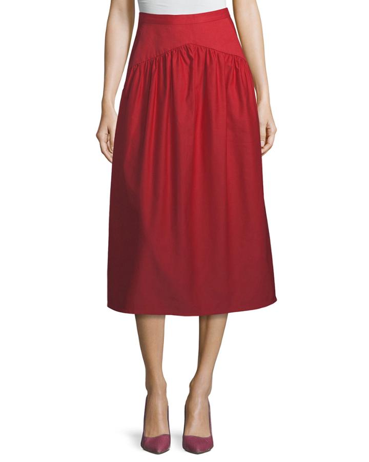 Ankle-length A-line Cotton-linen