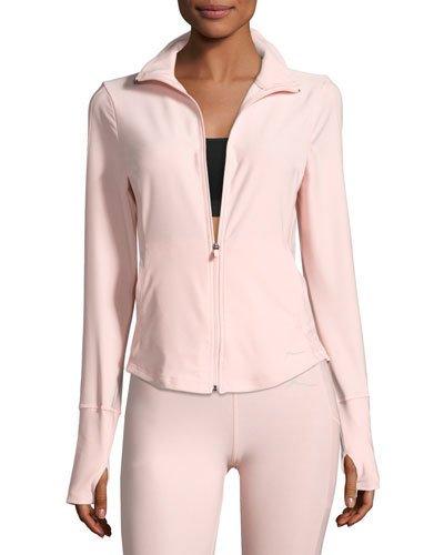 Full-zip Stretch-knit Jacket, Pink