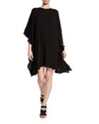 Ruffled Silk Poncho Dress