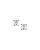 Asscher-cut Cz Crystal Stud Earrings, Clear,