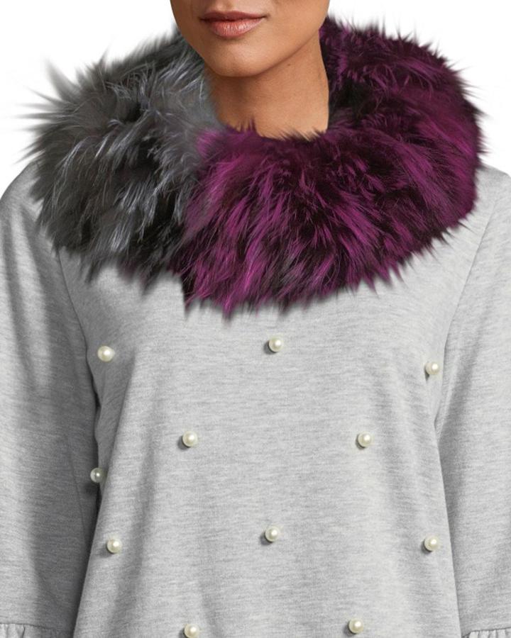 Silver Fox Muffler Collar, Fuchsia