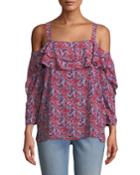 Cold-shoulder Floral Blouse