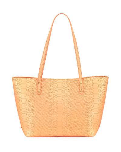 Taylor Snake-embossed Mini Tote Bag, Orange