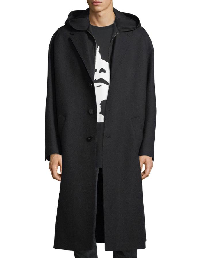 Sweatshirt-lined Oversized Wool Coat