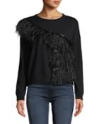 Ostrich Feather-embellished Cashmere Pullover