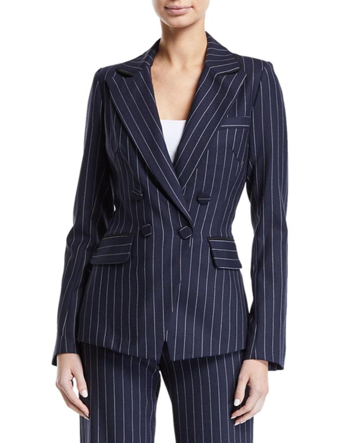 Tailored Pinstripe Hook-front Blazer