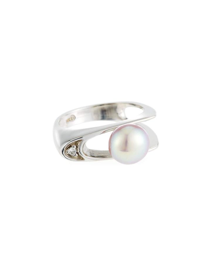 14k Open Asymmetric Pearl Ring,
