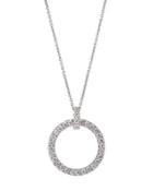 18k Small Diamond Circle Pendant Necklace