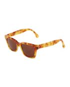 America Tortoise-print Square Sunglasses, Blonde Havana