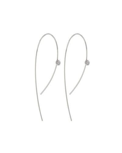 14k Diamond Small Wire Hooked Hoop Earrings
